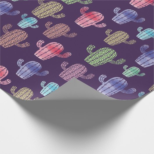 Trendy Kaktus Aquarell zeichnend nahtloses Muster  Geschenkpapier (Ecke)