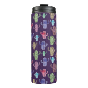 Trendy Kaktus Aquarell zeichnend nahtloses Muster  Thermosbecher
