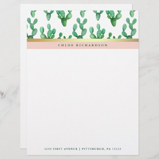 Trendy Kaktus | erröten und Briefbogen (Vorne/Hinten)