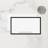 Trendy kalligraphisch typed Elegant Simple Black Mitteilungskarte (Vorderseite/Rückseite Beispiel)