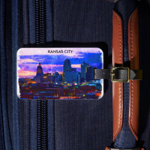 Trendy Kansas City Skyline Travel Watercolor Gepäckanhänger