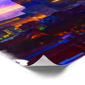 Trendy Kansas City Skyline Travel Watercolor Poster (Ecke)