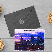 Trendy Kansas City Skyline Travel Watercolor Postkarte