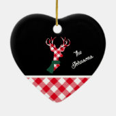 Trendy Kariert Christmas Deer Personalisiert Keramik Ornament (Hinten)