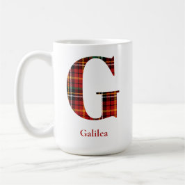 Trendy Kariert Letter G Monogram Name Christmas Kaffeetasse