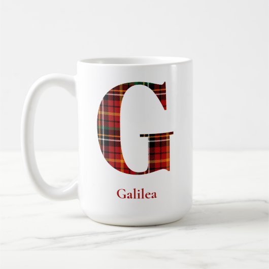 Trendy Kariert Letter G Monogram Name Christmas Kaffeetasse (Links)