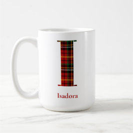Trendy Kariert Letter I Monogram Name Christmas Kaffeetasse