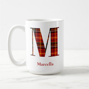 Trendy Kariert Letter M Monogram Name Christmas Kaffeetasse