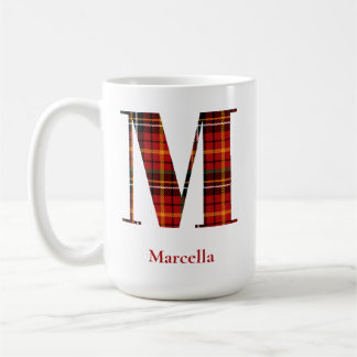 Trendy Kariert Letter M Monogram Name Christmas Kaffeetasse