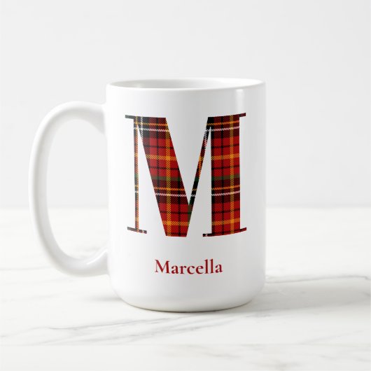 Trendy Kariert Letter M Monogram Name Christmas Kaffeetasse (Links)
