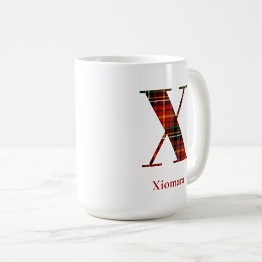 Trendy Kariert Letter X Monogram Name Christmas Kaffeetasse (VorderseiteRechts)