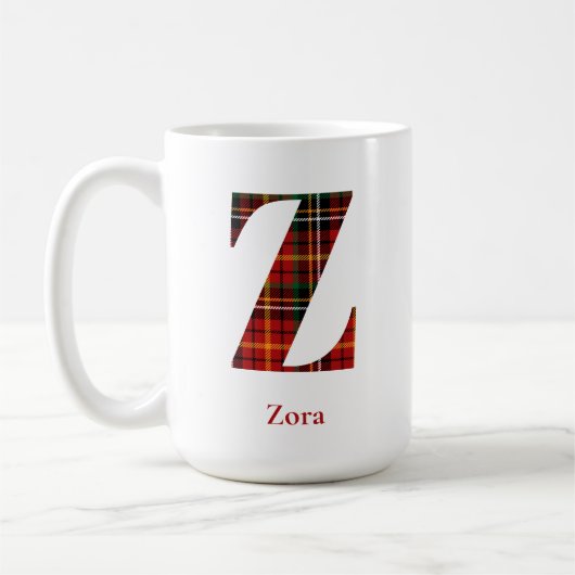 Trendy Kariert Letter Z Monogram Name Christmas Kaffeetasse (Links)
