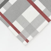 Trendy Kariert Red Silver Gray Monogram Fleecedecke (Ecke)