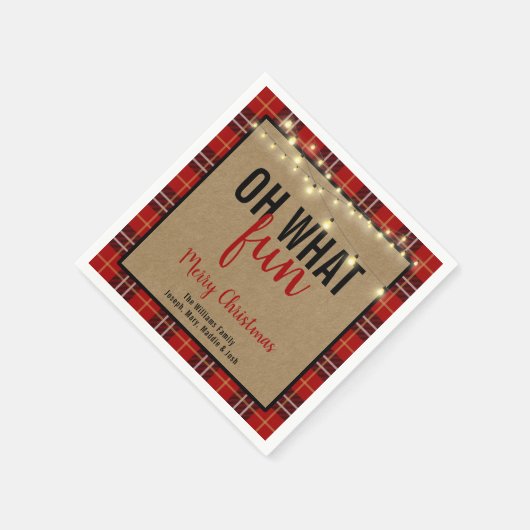 Trendy Kariert | Rote und schwarze Karierte Fusion Serviette (Ecke)