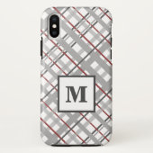 Trendy Kariert Silver Red Gray Monogram Case-Mate iPhone Hülle (Rückseite)