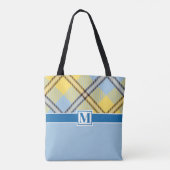 Trendy Kariert Tartan Custom Monogram Script Weddi Tasche (Rückseite)