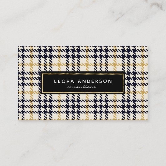 Trendy Kariert und Tweed Visitenkarte (Vorderseite)