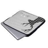 Trendy karierte Rotwild und graues gestreiftes Laptopschutzhülle (Vorne Knopf)