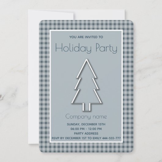 Trendy karierter Winter fröhlicher Weihnachtsbaum Einladung (Vorderseite)