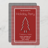 Trendy karierter Winter fröhlicher Weihnachtsbaum Einladung (Vorne/Hinten)