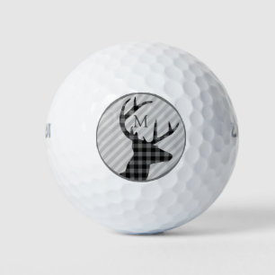 Trendy Kariertes Hirsch und Graustreifen Mit Monog Golfball