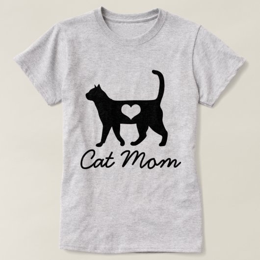 Trendy Katzen-Mama-Katzen-Silhouette u. Herz T-Shirt (Design vorne)