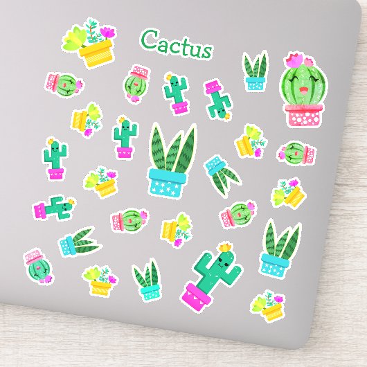 Trendy Kawaii Potted Sukculents & Cactus Aufkleber (Detail)