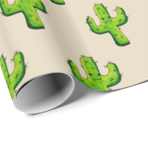 Trendy Kawaii Watercolor Cactus Geschenkpapier