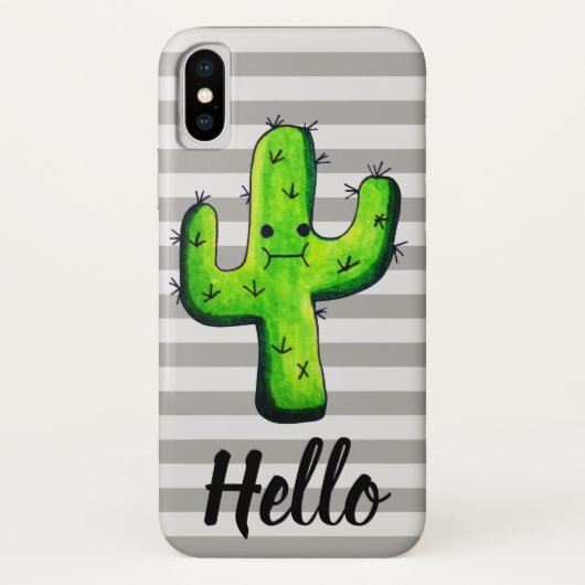 Trendy Kawaii Watercolor Cactus Hello Case-Mate iPhone Hülle (Rückseite)