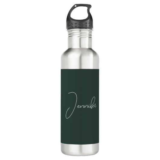 Trendy keltic Grayish Green Modern Name hinzufügen Edelstahlflasche (Vorderseite)