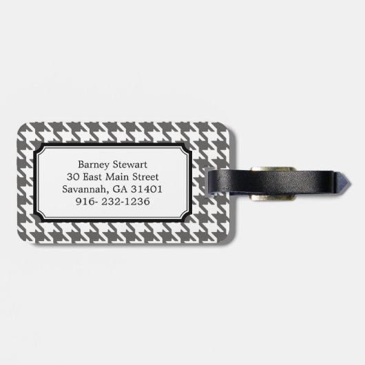 Trendy klassisches graues Hahnentrittmuster mit Gepäckanhänger (Rückseite horizontal)