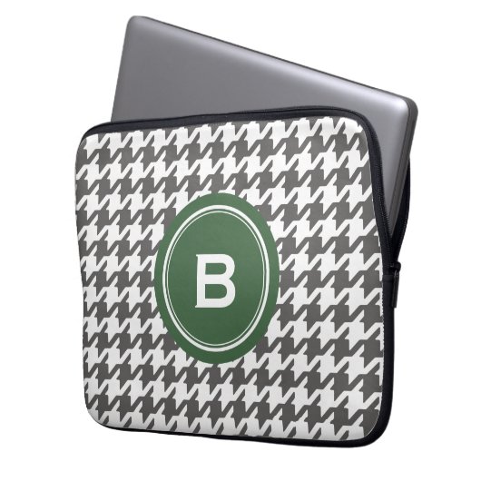 Trendy klassisches graues Hahnentrittmuster mit Laptopschutzhülle (Vorderseite Links)