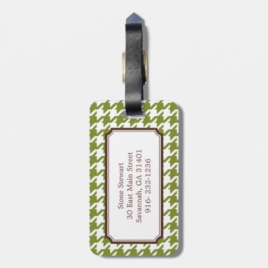 Trendy klassisches grünes Hahnentrittmuster mit Gepäckanhänger (Rückseite vertikal)