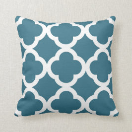 Trendy Klee-Muster in aquamarinem Blauem und weiß Kissen