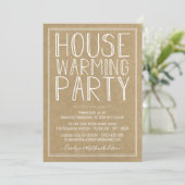Trendy Kraft Typografy Housewarming Party Einladung (Stehend Vorderseite)