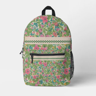 Trendy Kraftpapier Hintergrund Spitze Blumengrün Bedruckter Rucksack