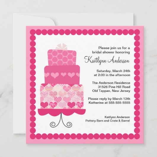 Trendy Kuchen-Brautparty-Einladung Einladung (Vorderseite)