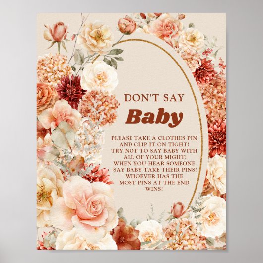 Trendy Kupfer Blush Fall nicht sagen Babyspiel-Zei Poster (Vorne)