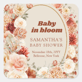 Trendy Kupfer Hydrangea und Rose Herbstshow Baby S Quadratischer Aufkleber