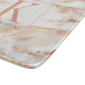 Trendy Kupfer Rose Gold Metallic Marmor Monogramm Schneidebrett (Ecke)