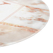 Trendy Kupfer Rose Gold Metallic Marmor Monogramm Schneidebrett (Ecke)