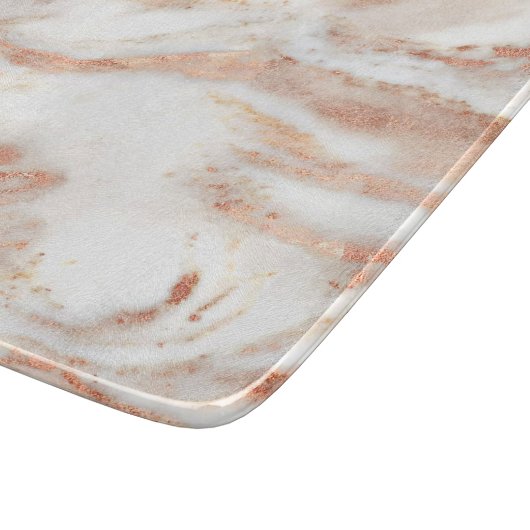 Trendy Kupfer Rose Gold Metallic Marmor Schneidebrett (Ecke)