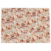 Trendy Kupfer rot bordeauxrot florale 30. Geburtst Große Geschenktüte (Rückseite)