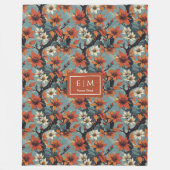 Trendy Kupfer und moosgrüner botanischer Werfer Fleecedecke (Vorderseite)