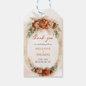 Trendy kupferburgundy Blume pampas eucalyptus Geschenkanhänger (Rückseite)