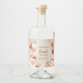 Trendy Kupferhydrangea und Rose Herbst Alkoholflaschenetikett (Vorderseite)