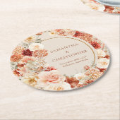 Trendy Kupferrot und bordeauxfarbene Blume Salbei Runder Pappuntersetzer (Angewinkelt)