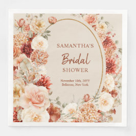 Trendy Kupferrot und bordeauxfarbene Blume Salbei Serviette