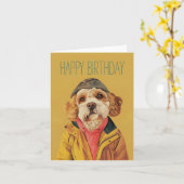Trendy Labradoodle Karte (Gelbe Blume)