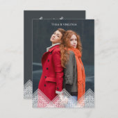 Trendy Lace Lesbian Gay Wedding Photo Instant Einladung (Vorne/Hinten)